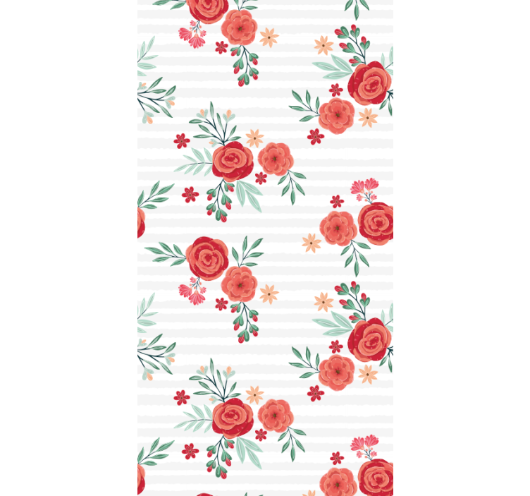 papel de parede flores padrão listrado floral - TenStickers