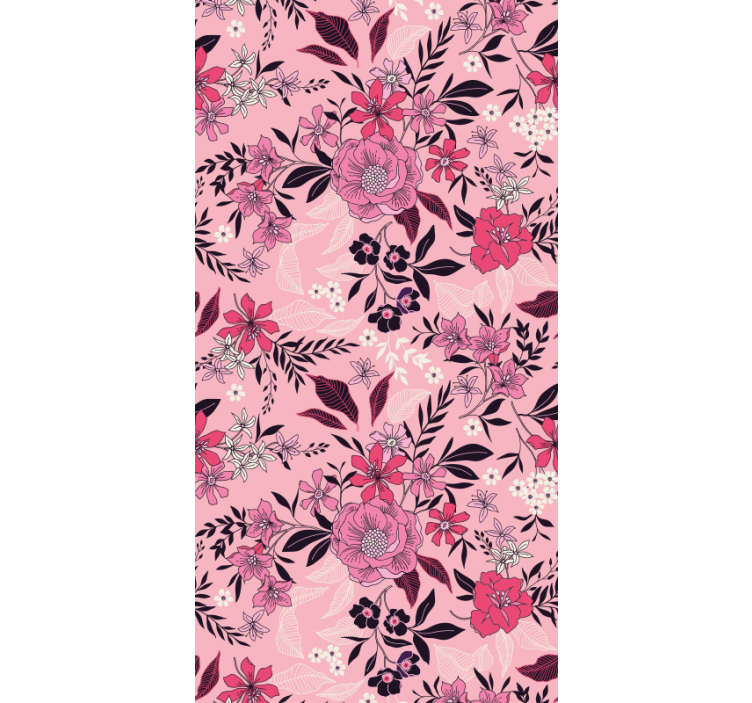 papel de parede floral Padrão floral rosa moderno - TenStickers