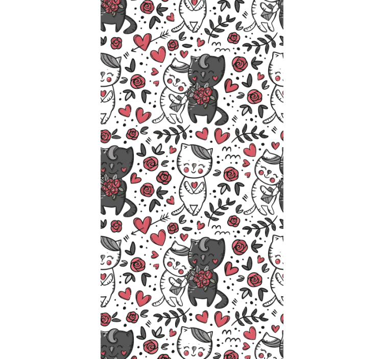 Papel de parede gatos deleite floral felino - TenStickers