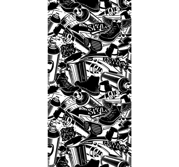 Papel de parede juvenil de graffiti mono-tonal - TenStickers