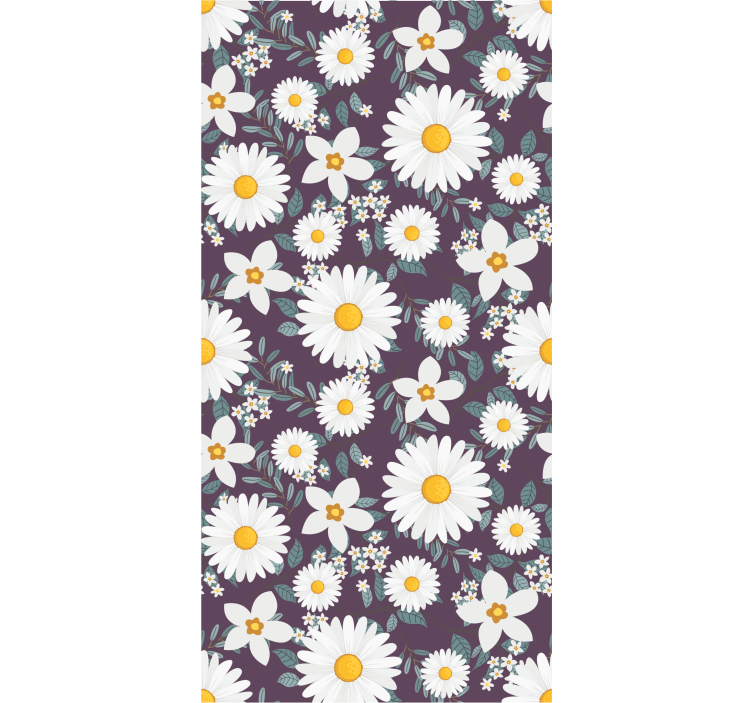 papel de parede flores padrão floral margarida - TenStickers
