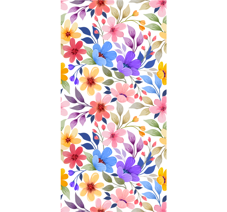 papel de parede floral Padrão de flor colorida desabrochando - TenStickers