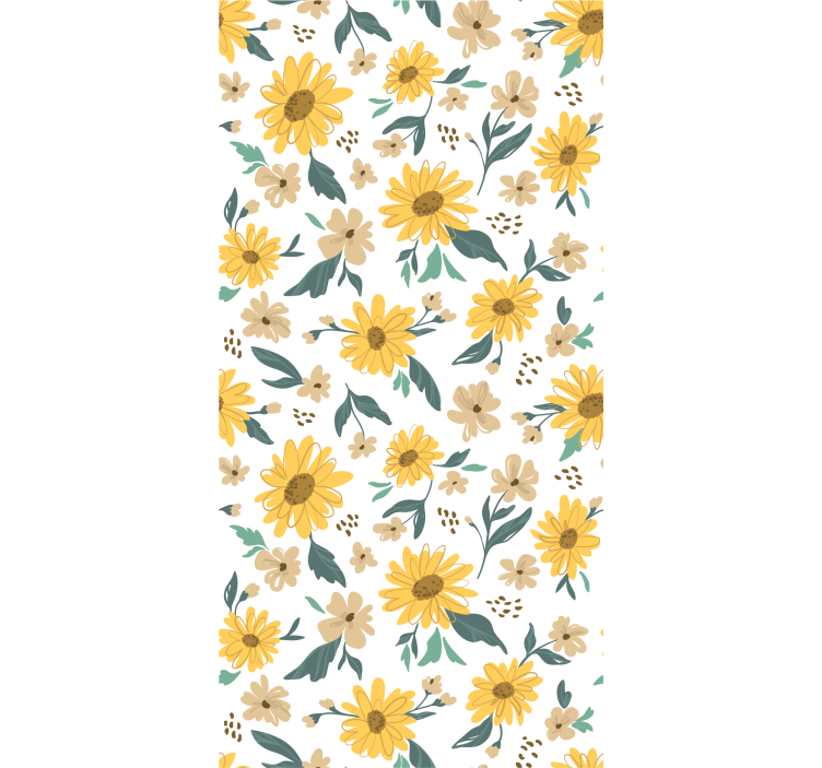 papel de parede floral Padrão de girassóis desenhado à mão - TenStickers