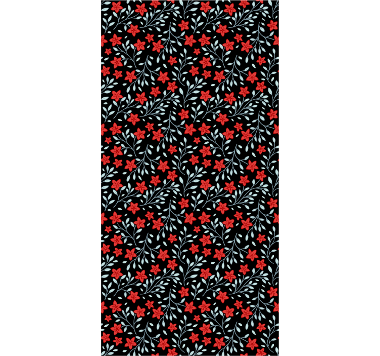 papel de parede floral Padrão floral vermelho e preto - TenStickers