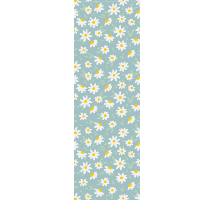 papel de parede floral Margarida flores fundo azul - TenStickers