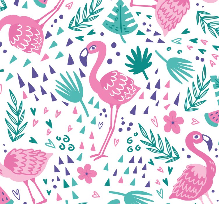 papel de parede animais padrões de flamingo - TenStickers