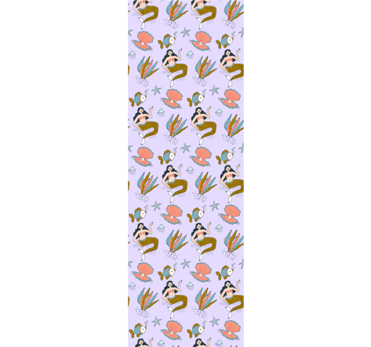 papel de parede infantil Sereias e conchas - TenStickers
