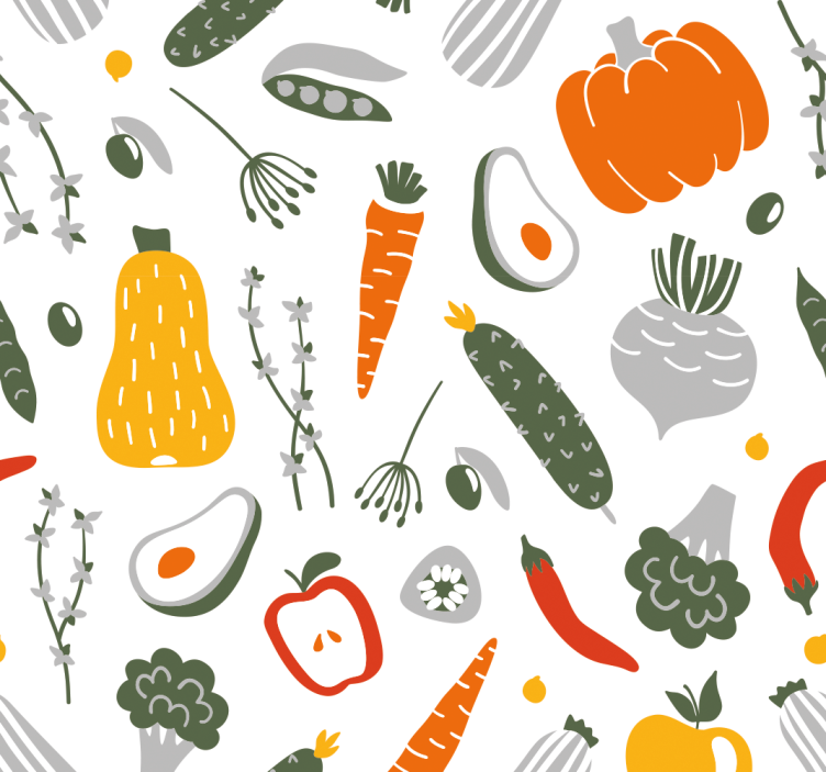 papel de parede para cozinha Coleta de frutas e vegetais - TenStickers