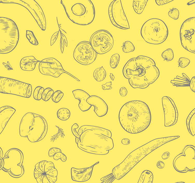 papel de parede para cozinha Conjunto de frutas e vegetais - TenStickers