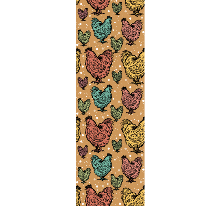 papel de parede animais padrão de galo colorido - TenStickers