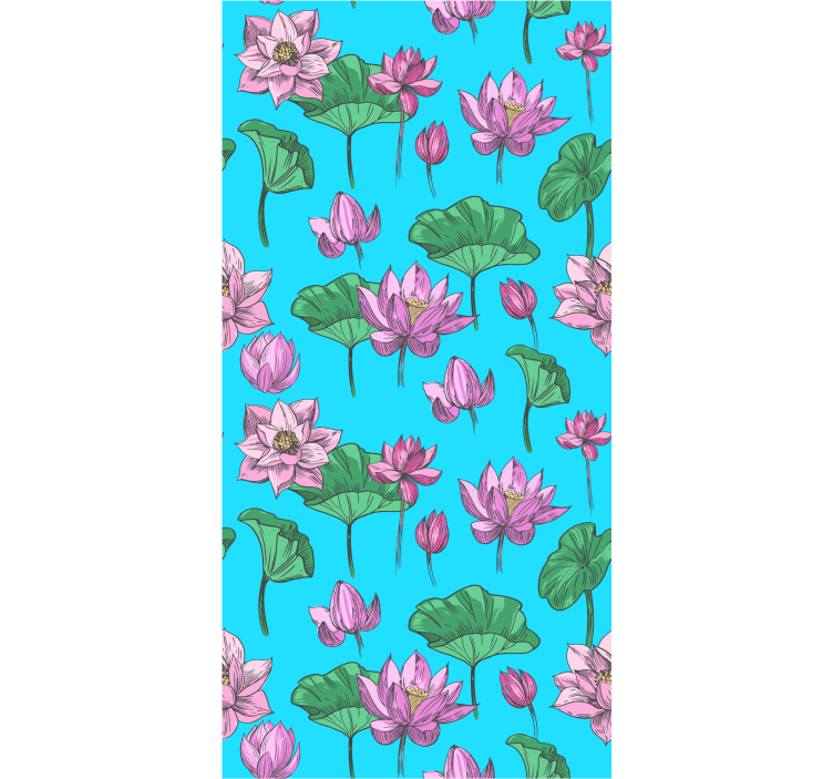 papel de parede floral Padrão de flor de lótus vibrante - TenStickers