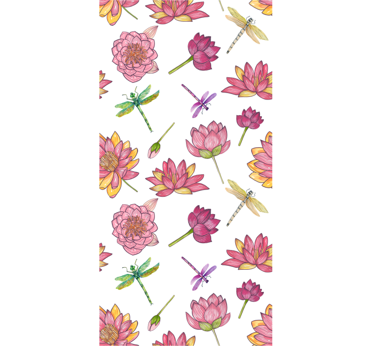 papel de parede flores fusão floral de libélula - TenStickers