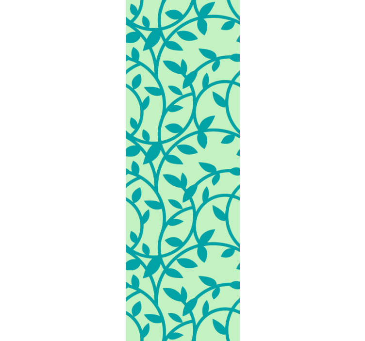 papel de parede floral Verde com flores turquesa - TenStickers