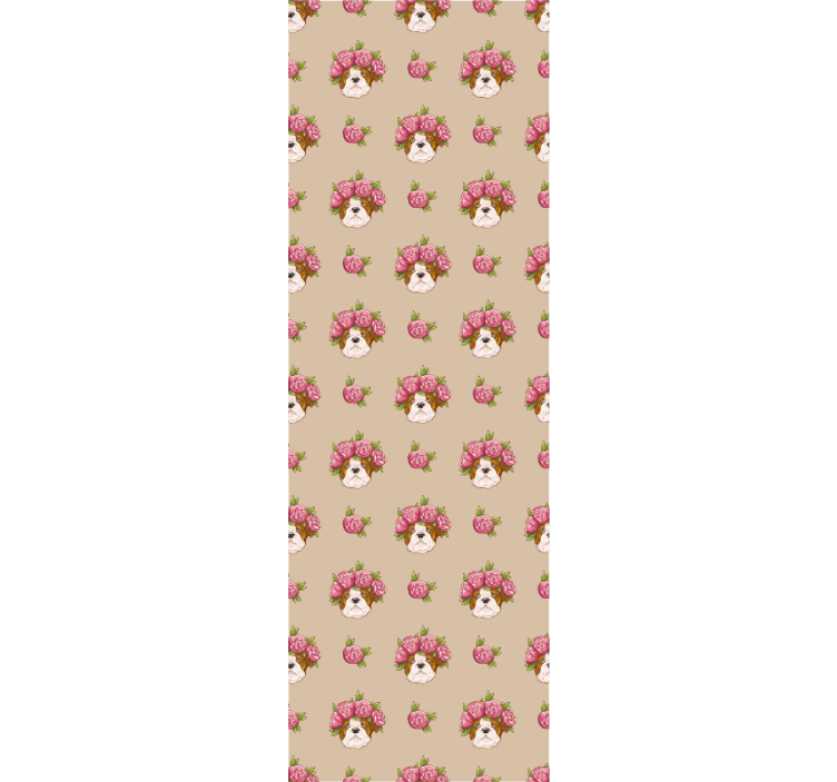 papel de parede para quarto Padrão bege bulldog britânico - TenStickers