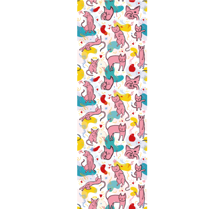 papel de parede para quarto Gatos rosa abstratos - TenStickers
