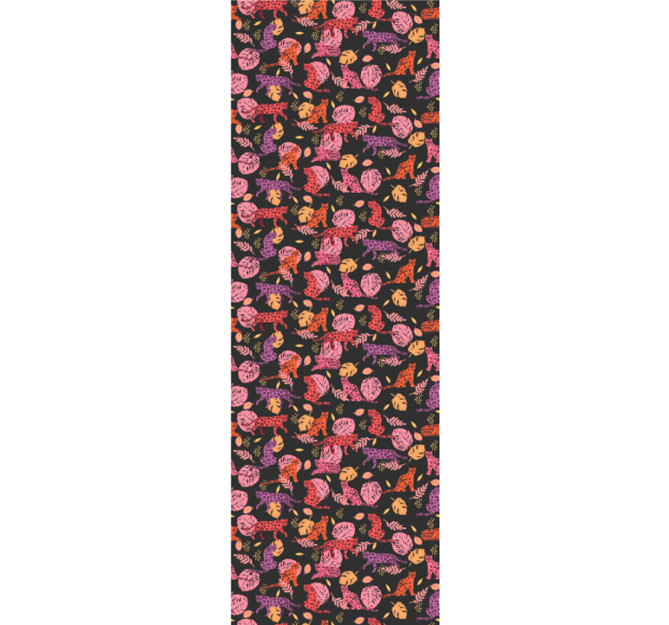 papel de parede para sala Leopardo botânico tropical - TenStickers