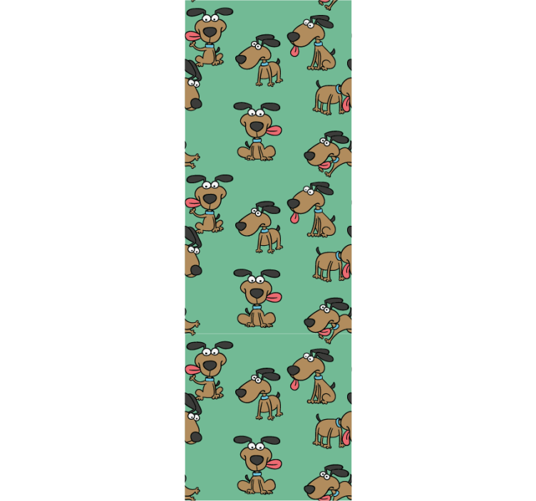 papel de parede para quarto Estilo de desenho animado de cão engr - TenStickers