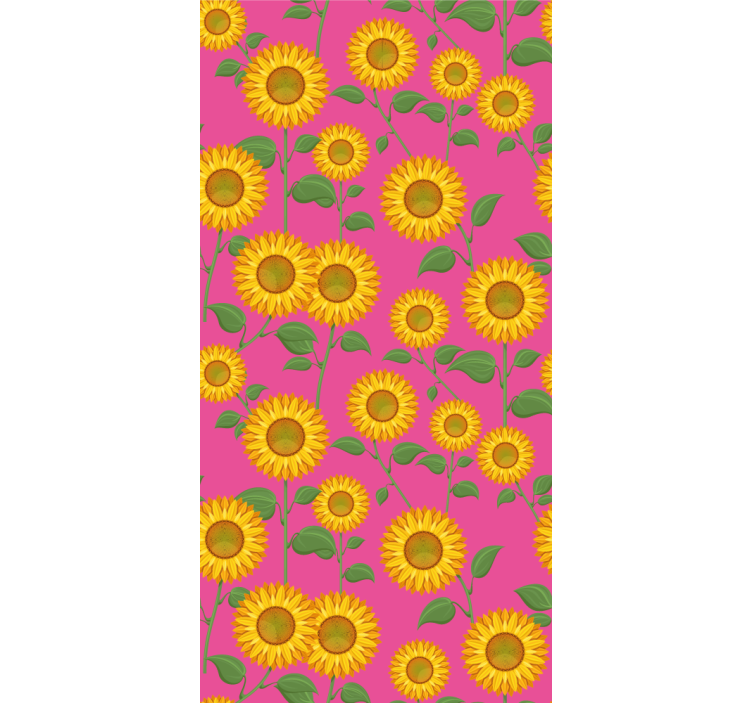 papel de parede floral Girassóis em rosa - TenStickers