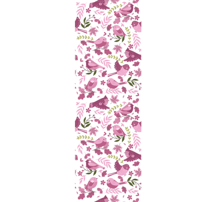 papel de parede entrada Pássaro em um ramo de flores rosa - TenStickers