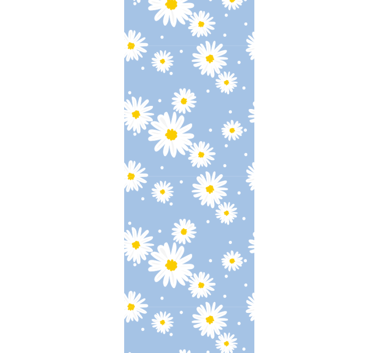 papel de parede floral Flores brancas com fundo azul - TenStickers