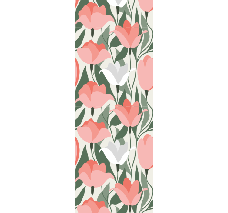 papel de parede flores padrão de tulipa botânica - TenStickers