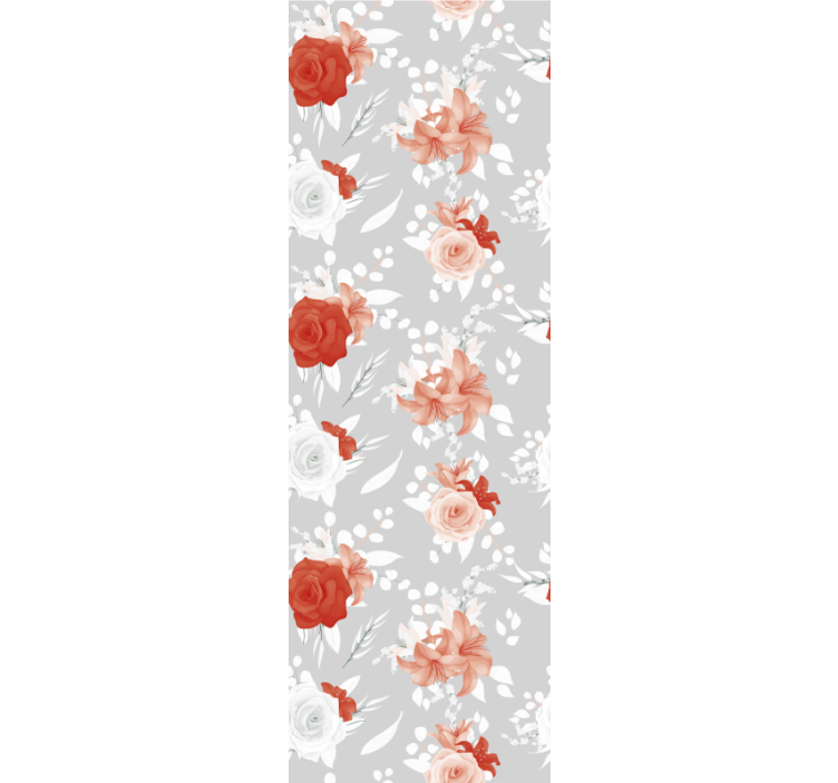 papel de parede floral Esmalte vermelho e cinza estampado - TenStickers
