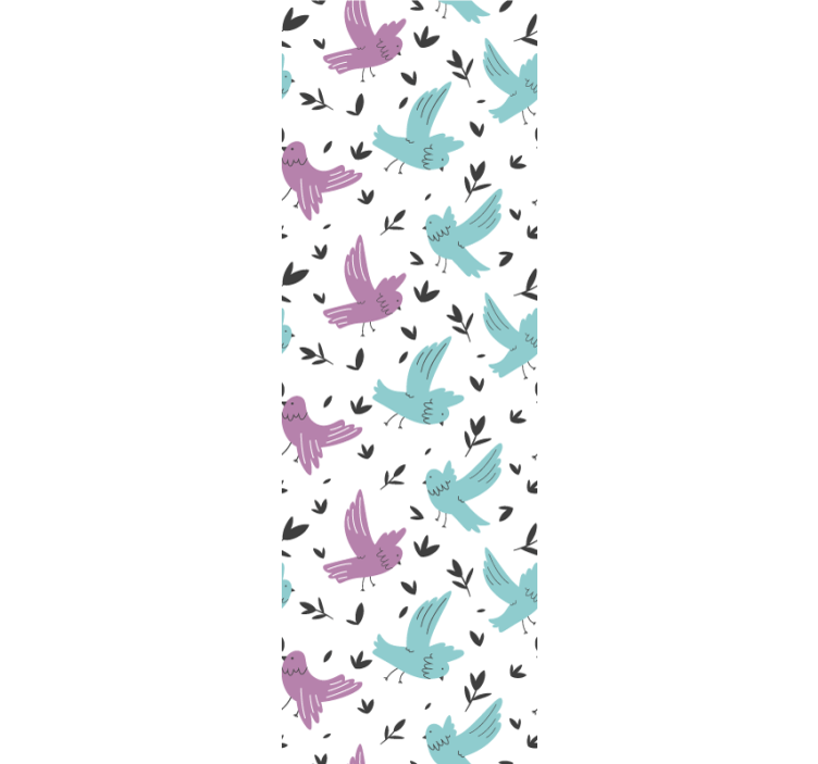 papel de parede animais padrão de pássaro pastel - TenStickers