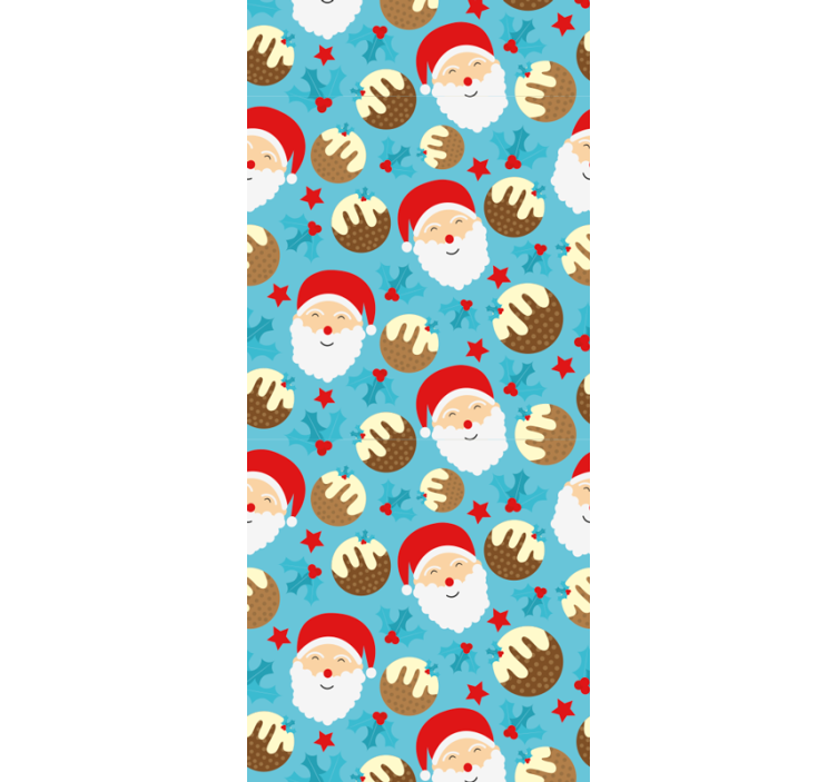 Papel de parede Natal padrão festivo de papai noel - TenStickers