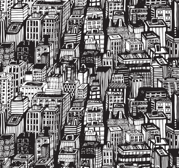 Papel de parede cidades e países caos de desenho urbano - TenStickers