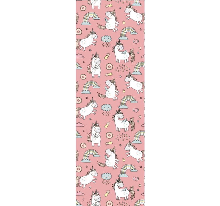 papel de parede artistíco Unicórnios fofos e arco-íris sobre fund - TenStickers