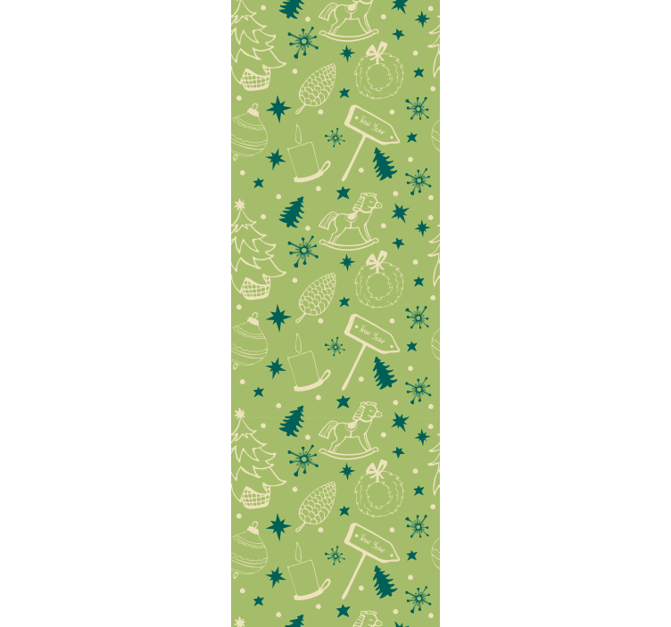 papel de parede para quarto Elementos de natal fundo verde - TenStickers