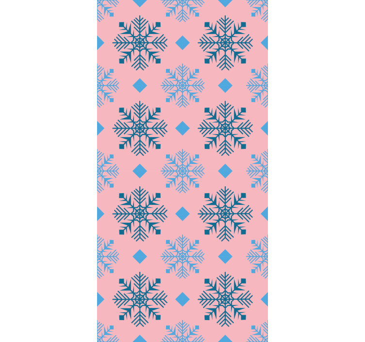 papel de parede para sala Padrão de flocos de neve rosa e azul - TenStickers