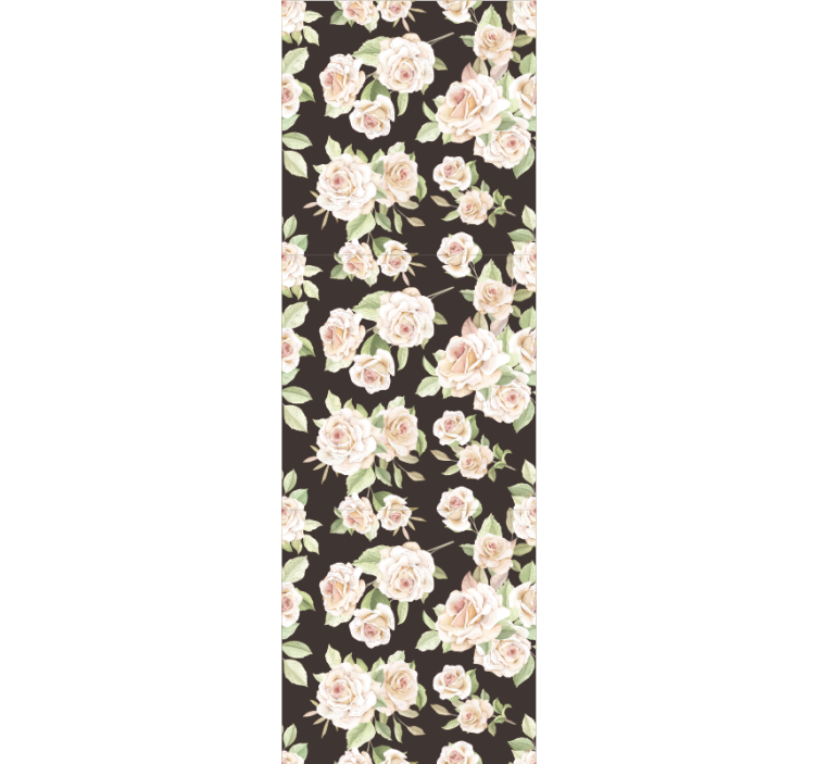 papel de parede floral Rosa branca fundo preto - TenStickers