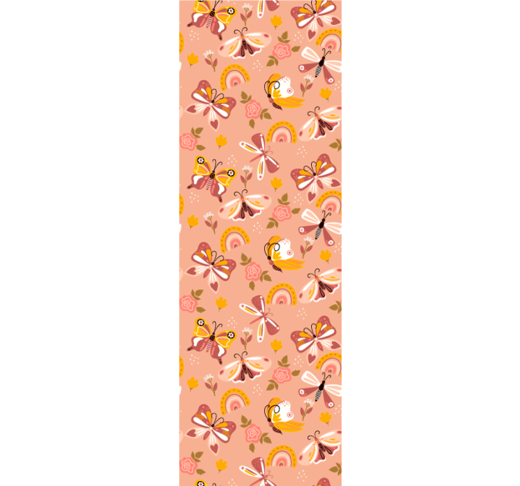 papel de parede borboletas padrão de flora de borboleta - TenStickers