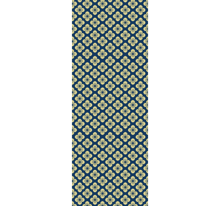 papel de parede para sala Flor étnica azul e amarela - TenStickers