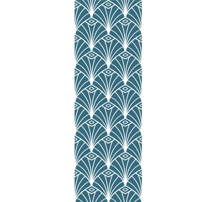 papel de parede triângulos Arte moderna deco padrão azul e branco - TenStickers