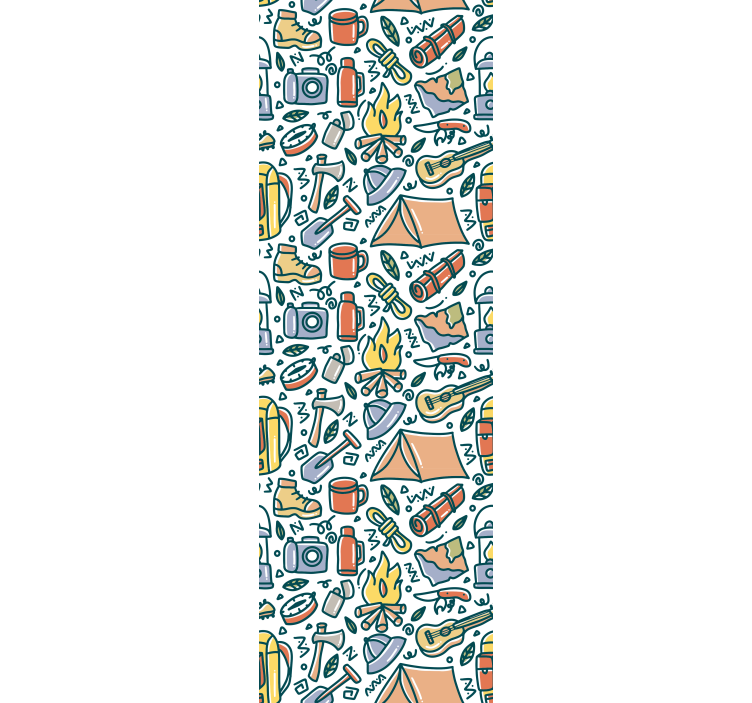 papel de parede Montanhas desenhadas à mão e materiais de acampam - TenStickers