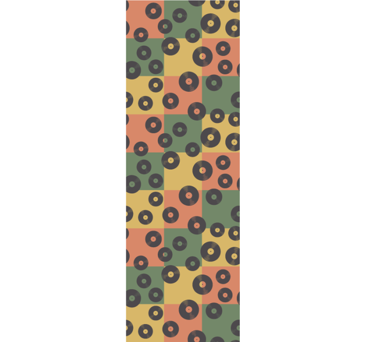 Papel de parede vintage Padrão retro de disco de vinil colorido - TenStickers