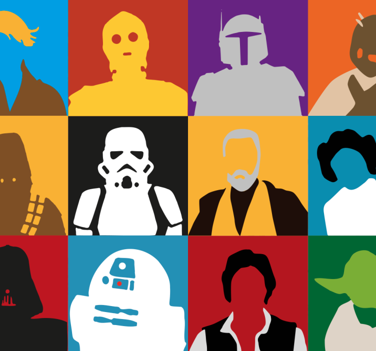 papel de parede artístico silhuetas icônicas - TenStickers