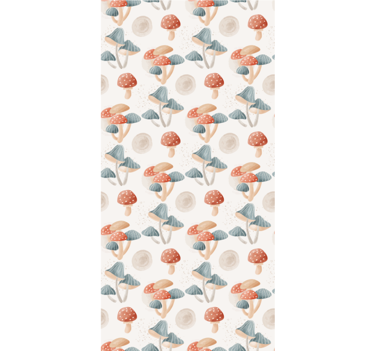 papel de parede corredor Padrão de cogumelo em aquarela - TenStickers