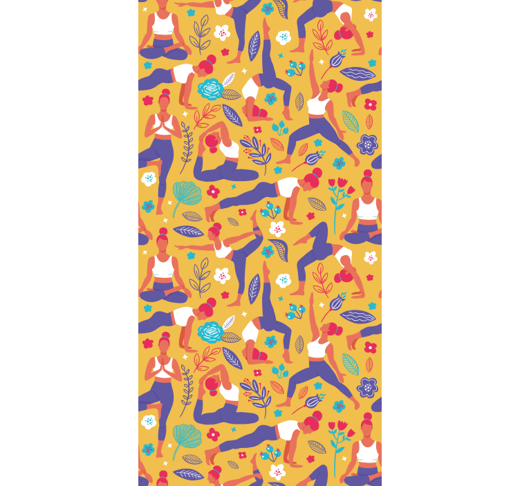 papel de parede artístico padrão de poses de ioga - TenStickers