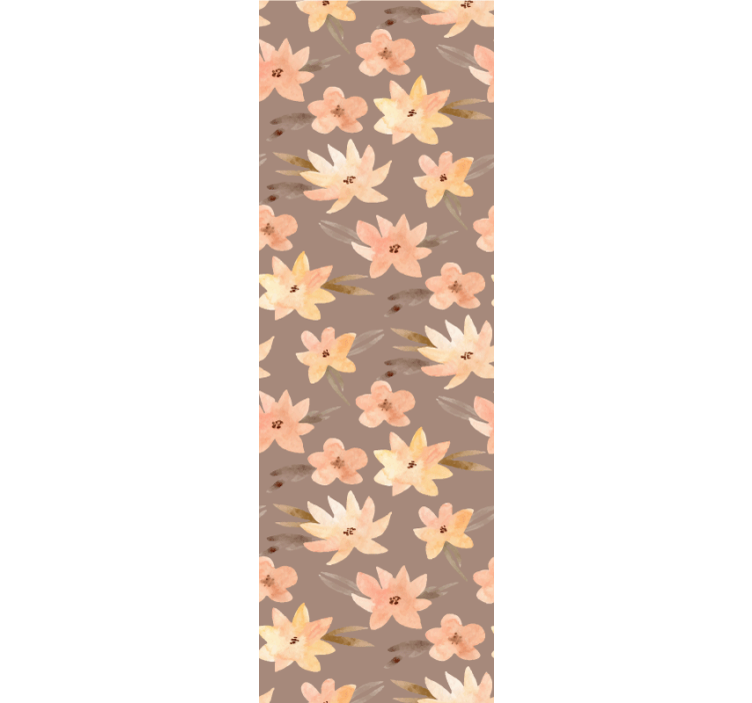 papel de parede flores padrão de floração marrom - TenStickers