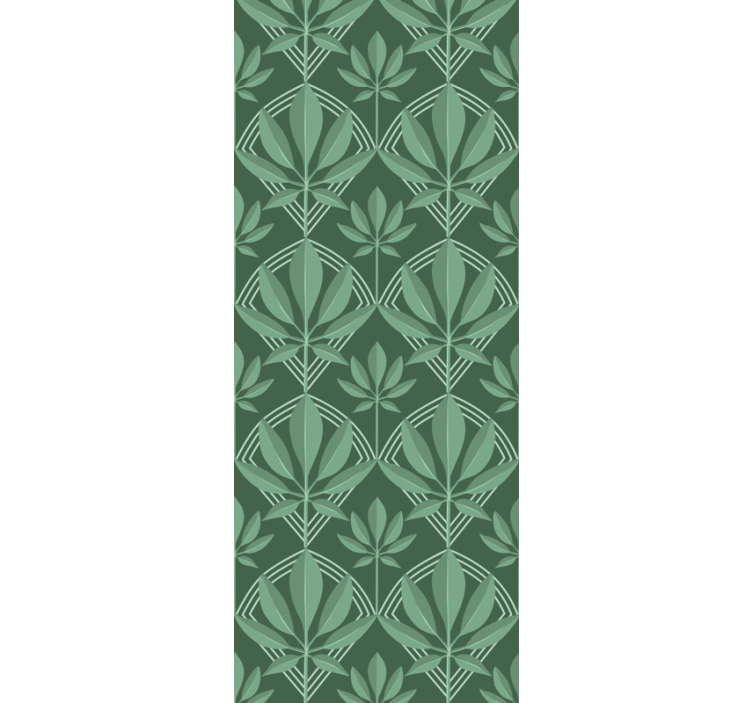 papel de parede azulejos Folhas verdes garrafa pequena art déco - TenStickers