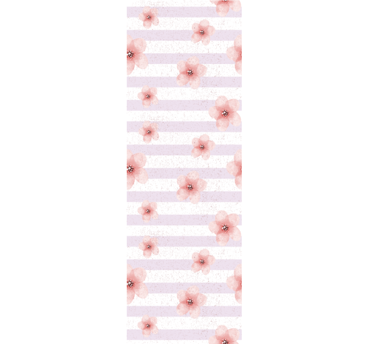papel de parede floral Shabby chic com linhas verticais rosa - TenStickers