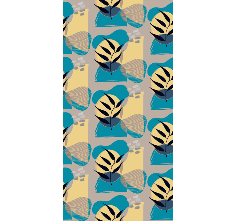 papel de parede floral padrão de folha estilizado - TenStickers