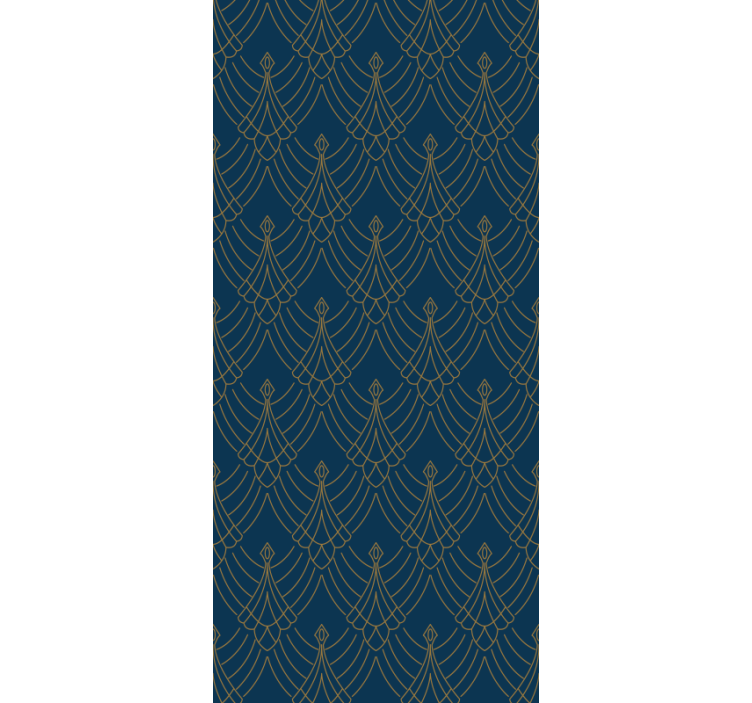 papel de parede corredor Estilo de decoração de arte azul e doura - TenStickers