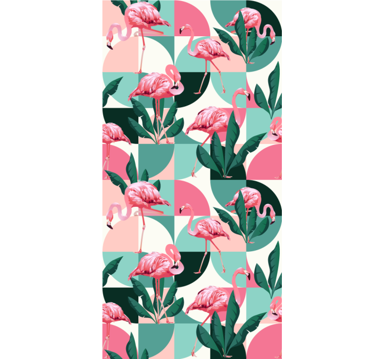 papel de parede selva padrão tropical flamingo - TenStickers