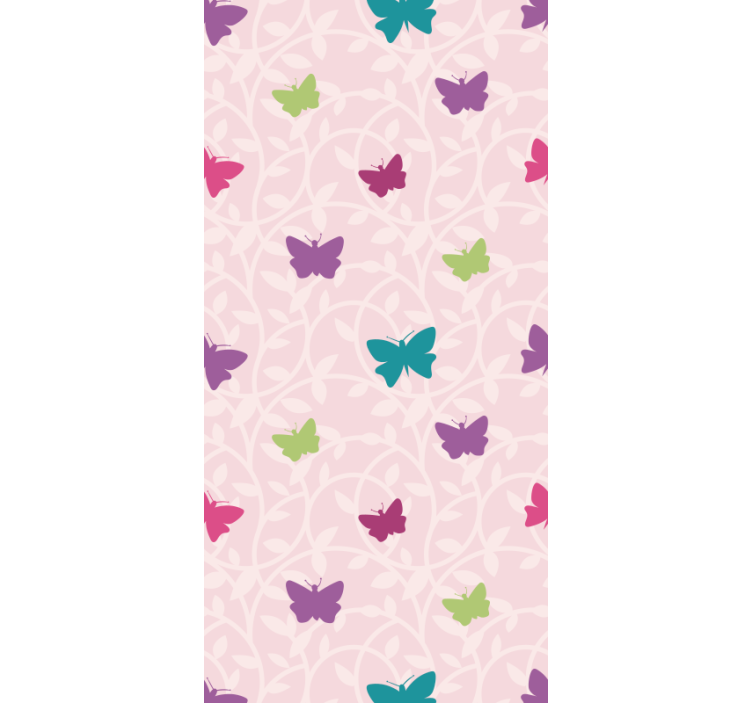 papel de parede infantil Padrão de borboleta rosa e colorido - TenStickers