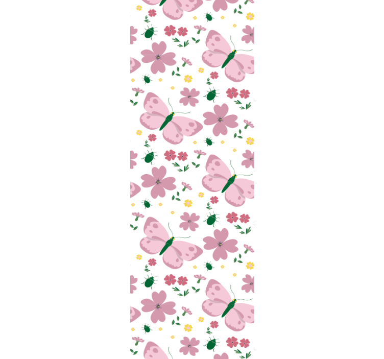 papel de parede infantil Flor rosa delicada e padrão de borboleta - TenStickers