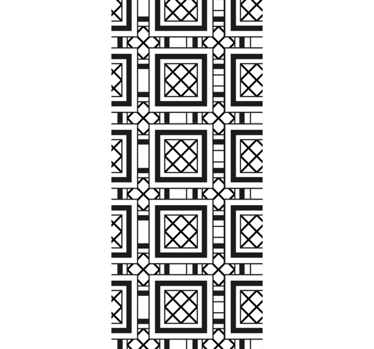 papel de parede quadrados Estilo telha hidráulica preta - TenStickers